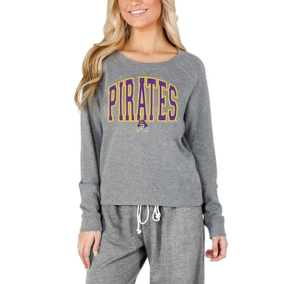 Women's Concepts Sport Gray ECU Pirates Mainstream Terry Long Sleeve T-Shirt