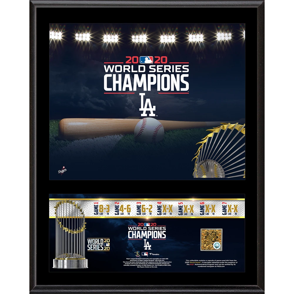 Los Angeles Dodgers 12" x 15" 2020 MLB World Series Champions Sublimated Plaque with a Capsule of Game-Used World Series Dirt
