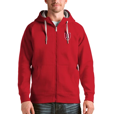 Men's Antigua Crimson Harvard Victory Full-Zip Hoodie