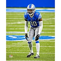 Jeff Okudah Detroit Lions Unsigned Defensive Stance Photograph
