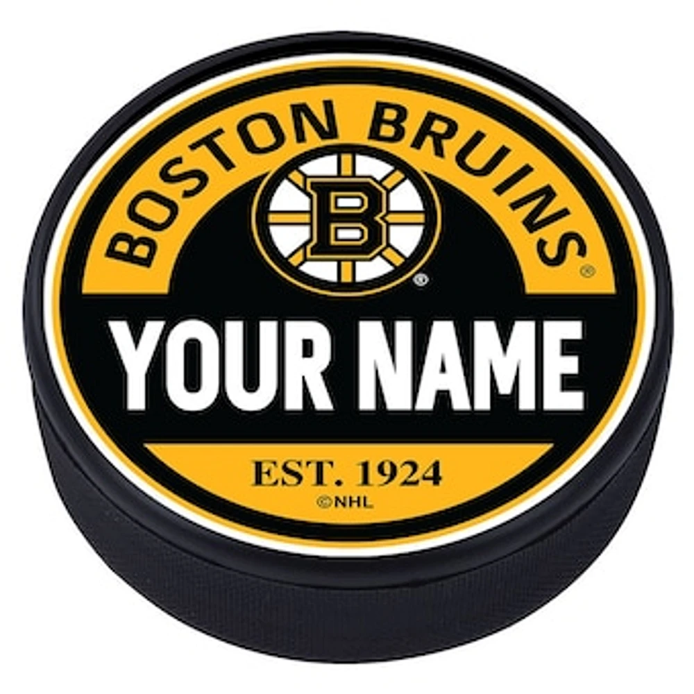 Boston Bruins - Personalized Block Textured Puck