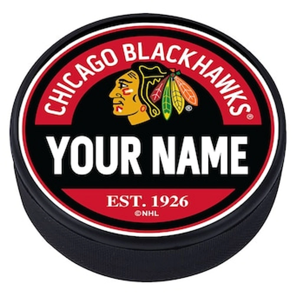 Chicago Blackhawks - Personalized Block Textured Puck