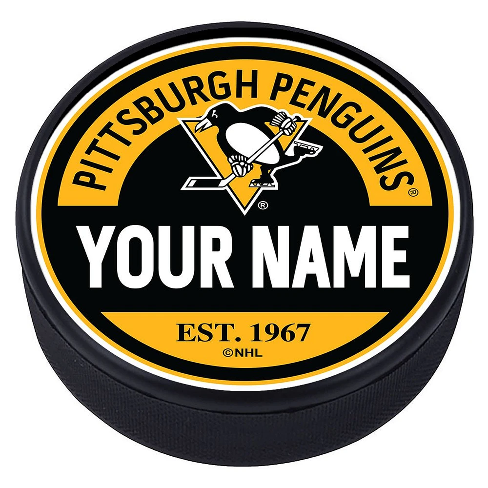 Pittsburgh Penguins - Personalized Block Textured Puck