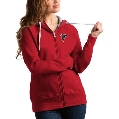 Women's Antigua Red Atlanta Falcons Victory Full-Zip Hoodie