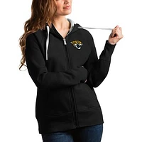 Women's Antigua Black Jacksonville Jaguars Victory Full-Zip Hoodie