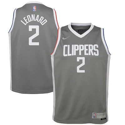 Youth Nike Kawhi Leonard Gray LA Clippers 2020/21 Swingman Player Jersey - Earned Edition