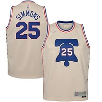 Youth Nike Ben Simmons Cream Philadelphia 76ers 2020/21 Swingman Player Jersey - Earned Edition