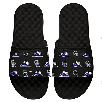 Men's ISlide Black Colorado Rockies Loudmouth Logo Slide Sandals