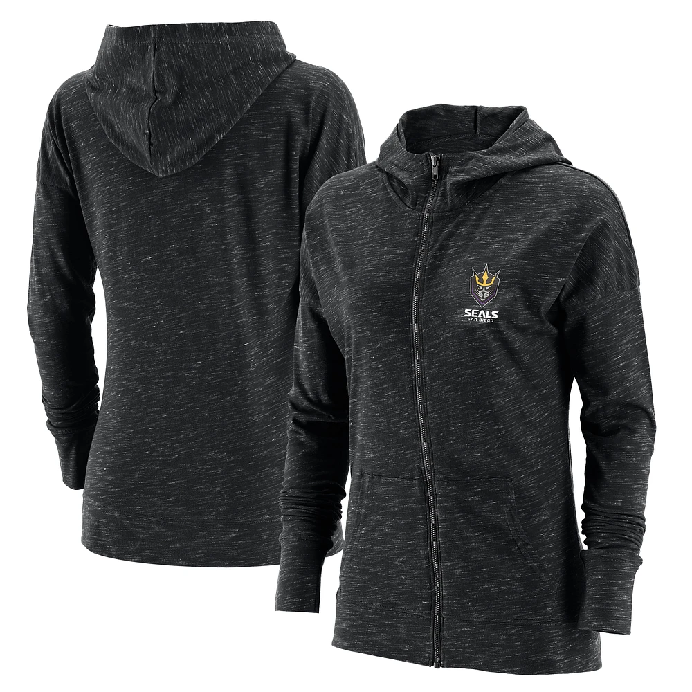 Women's Black San Diego Seals Primary Logo Full-Zip Hoodie