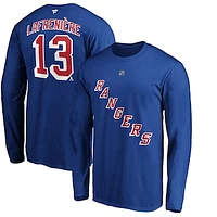 Men's Fanatics Alexis Lafrenière Blue New York Rangers Authentic Stack Name & Number Long Sleeve T-Shirt