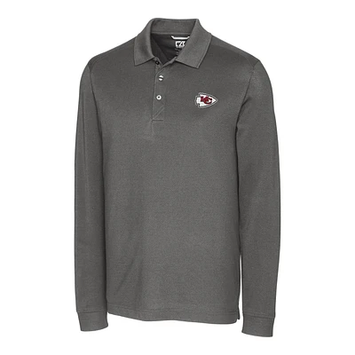 Men's Cutter & Buck Gray Kansas City Chiefs Advantage Long Sleeve Polo