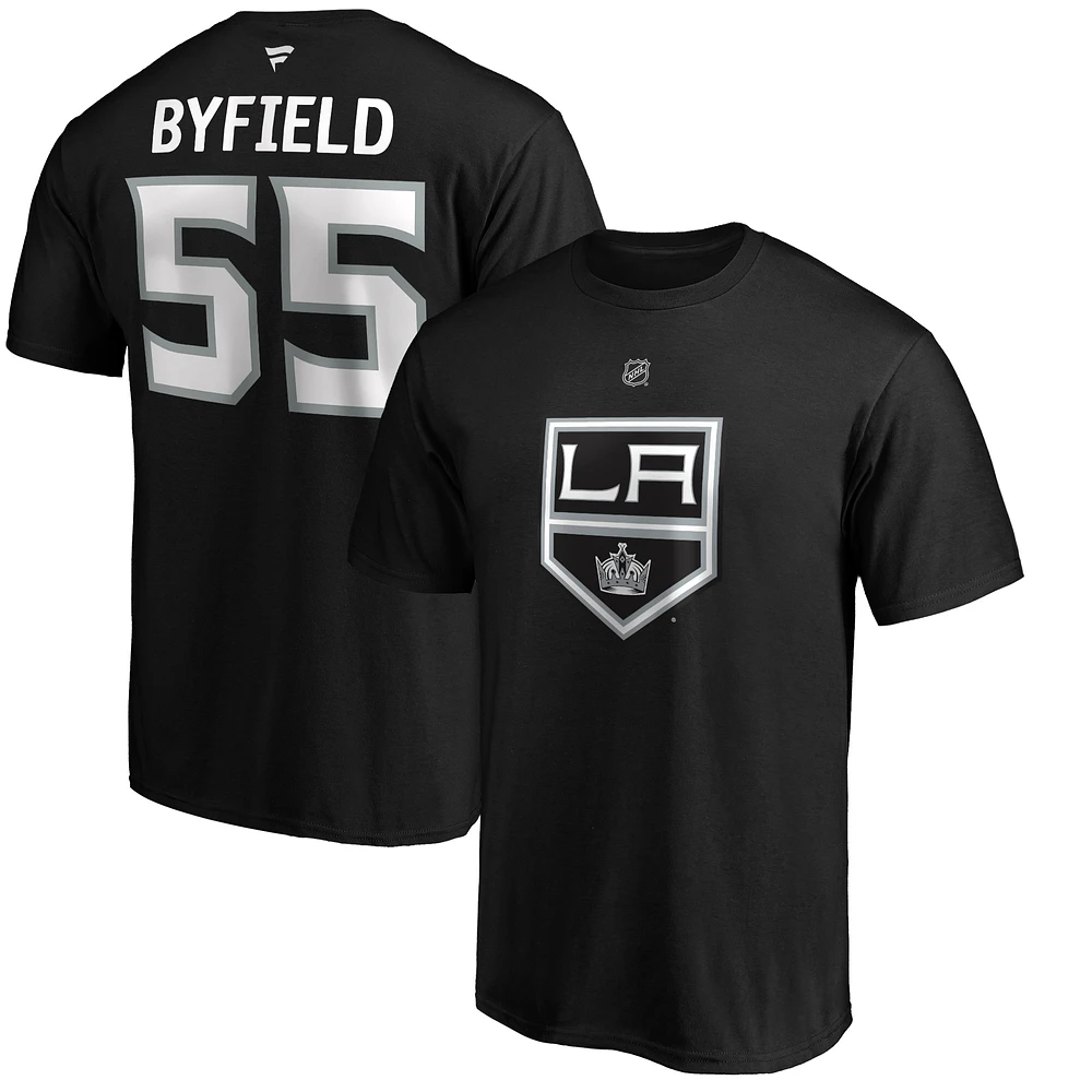 Men's Fanatics Quinton Byfield Black Los Angeles Kings Authentic Stack Name & Number T-Shirt