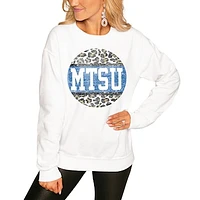 Women's White MTSU Blue Raiders Scoop & Score Pullover Sweatshirt