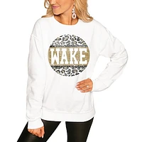 Women's White Wake Forest Demon Deacons Scoop & Score Pullover Sweatshirt