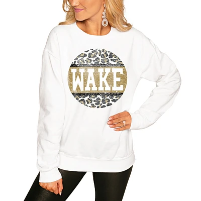 Women's White Wake Forest Demon Deacons Scoop & Score Pullover Sweatshirt