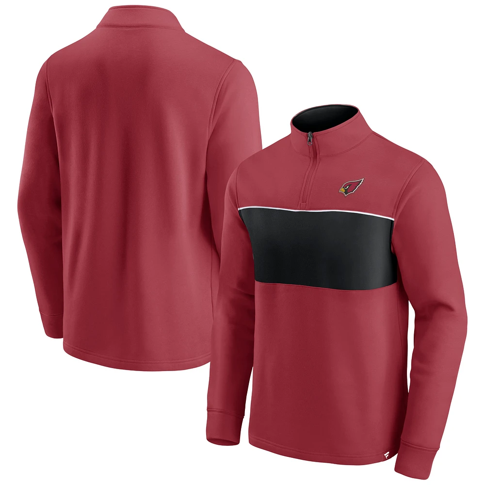 Men's Fanatics Cardinal/Black Arizona Cardinals Block Party - Quarter-Zip Jacket