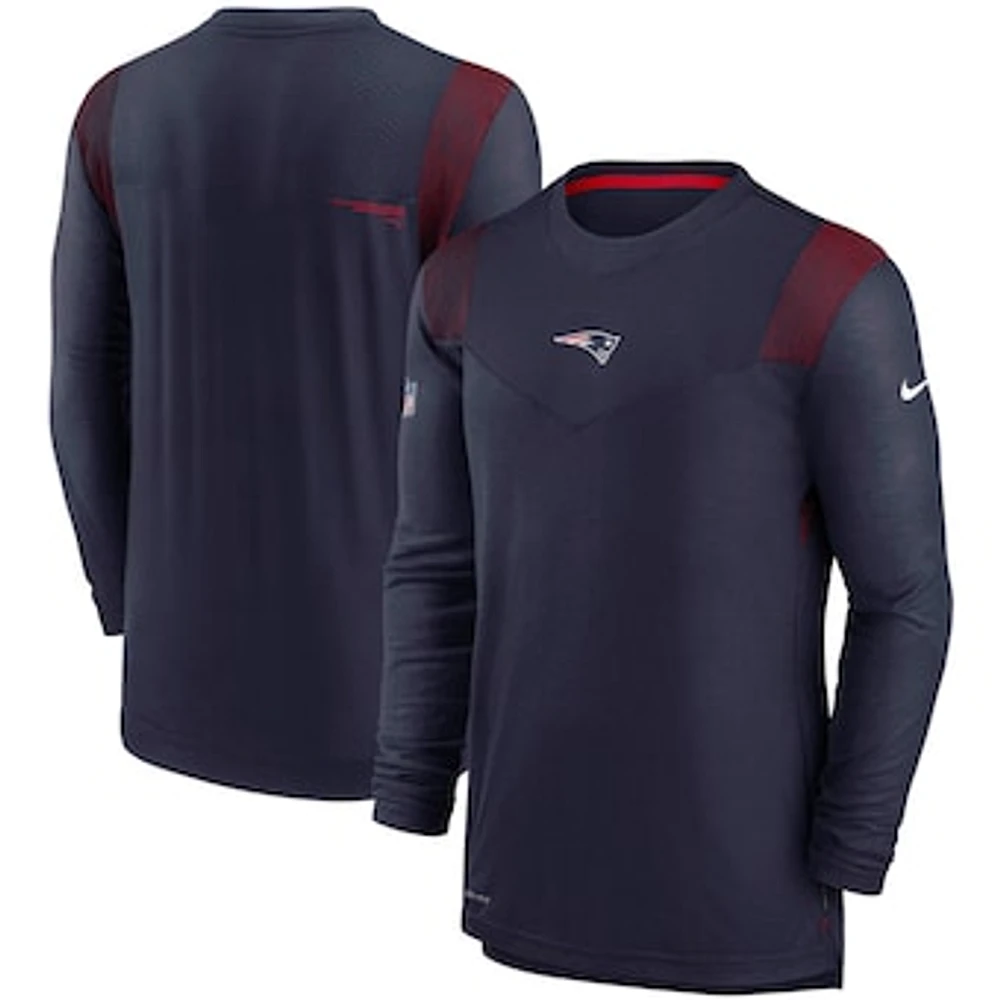 Men's Nike Navy New England Patriots Sideline Player UV Performance Long Sleeve T-Shirt