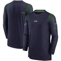 Men's Nike College Navy Seattle Seahawks Sideline Player UV Performance Long Sleeve T-Shirt