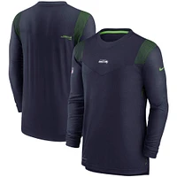 Men's Nike College Navy Seattle Seahawks Sideline Player UV Performance Long Sleeve T-Shirt