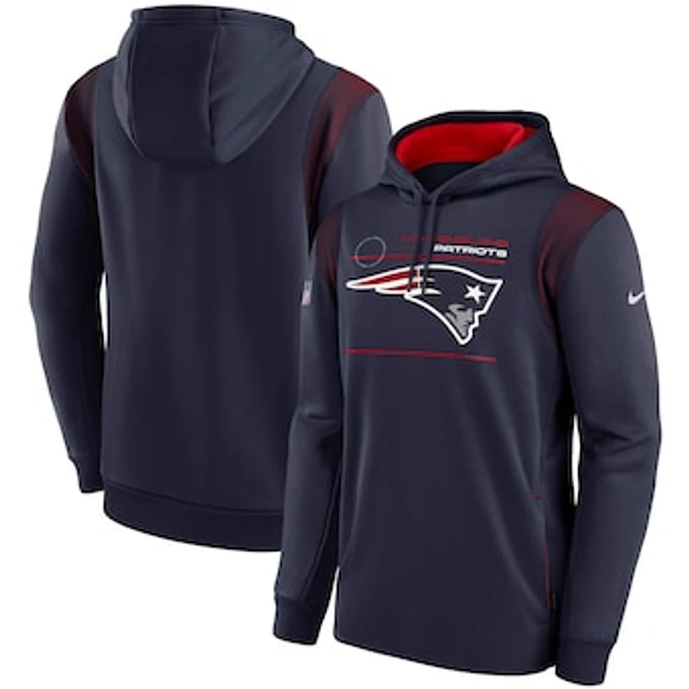 Men's Nike Navy New England Patriots Sideline Logo Performance Pullover Hoodie