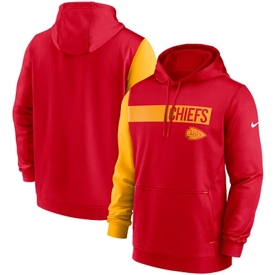 Men's Nike Red/Gold Kansas City Chiefs Colorblock Performance Pullover Hoodie