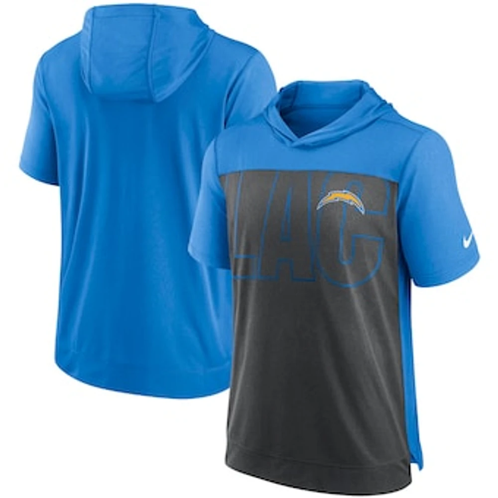 Men's Nike Heathered Charcoal/Powder Blue Los Angeles Chargers Performance Hoodie T-Shirt