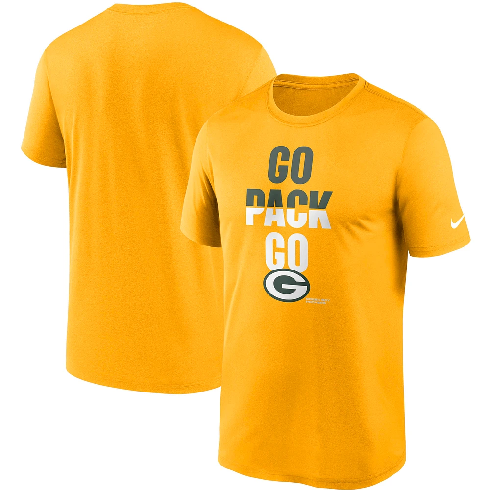 Men's Nike  Gold Green Bay Packers Legend Local Phrase Performance T-Shirt