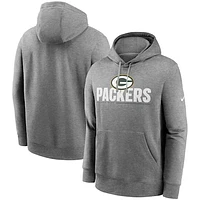 Men's Nike Heathered Charcoal Green Bay Packers Team Impact Club Pullover Hoodie