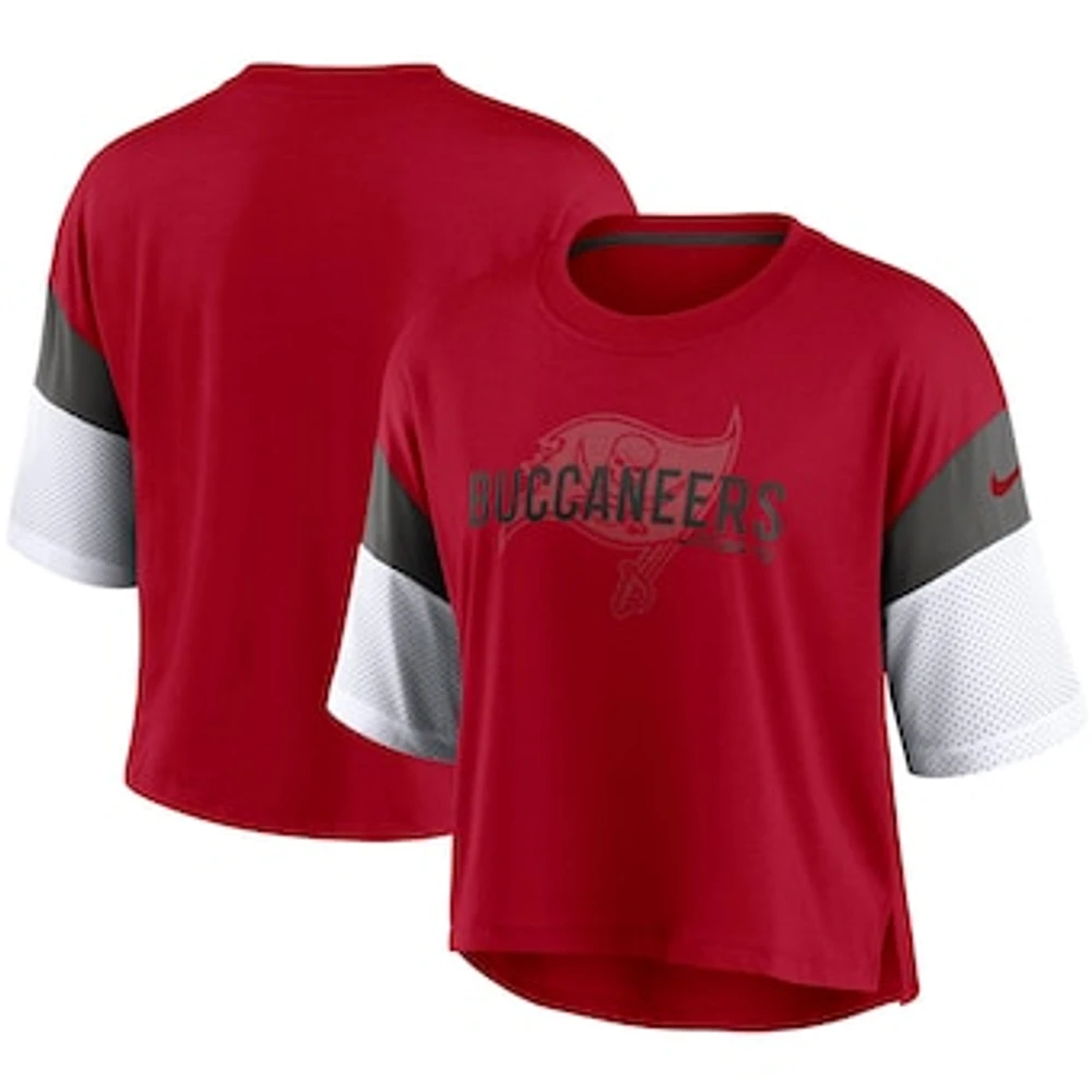 Women's Nike Red/White Tampa Bay Buccaneers Nickname Tri-Blend Performance Crop Top