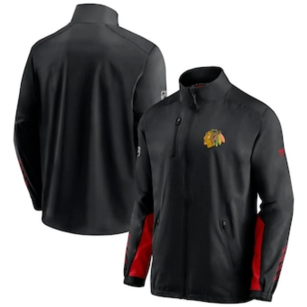 Men's Black Chicago Blackhawks Authentic Pro Locker Room Rinkside Full-Zip Jacket