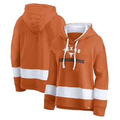 Women's Fanatics Burnt Orange Texas Longhorns Block Party Arched Pullover Hoodie