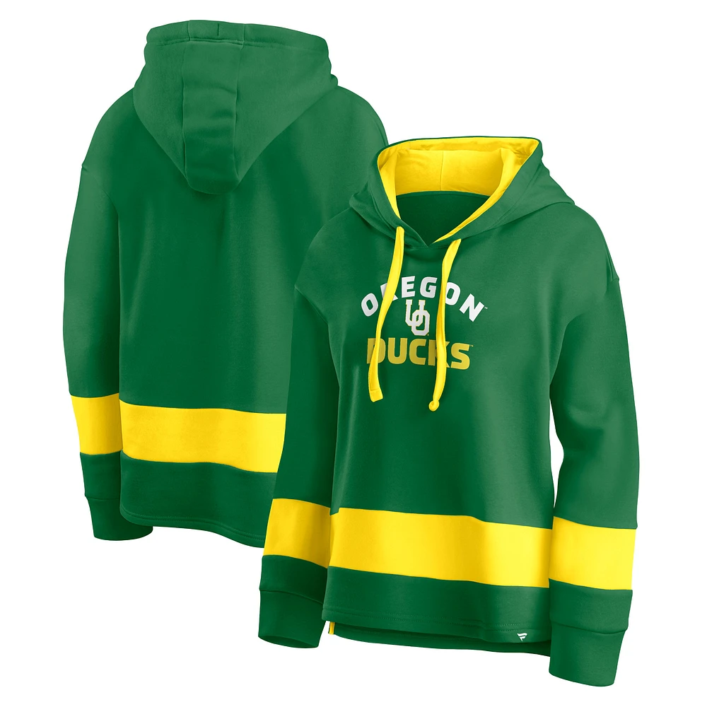 Women's Fanatics Green Oregon Ducks Block Party Arched Pullover Hoodie