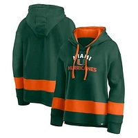 Women's Fanatics Hunter Green Miami Hurricanes Block Party Arched Pullover Hoodie