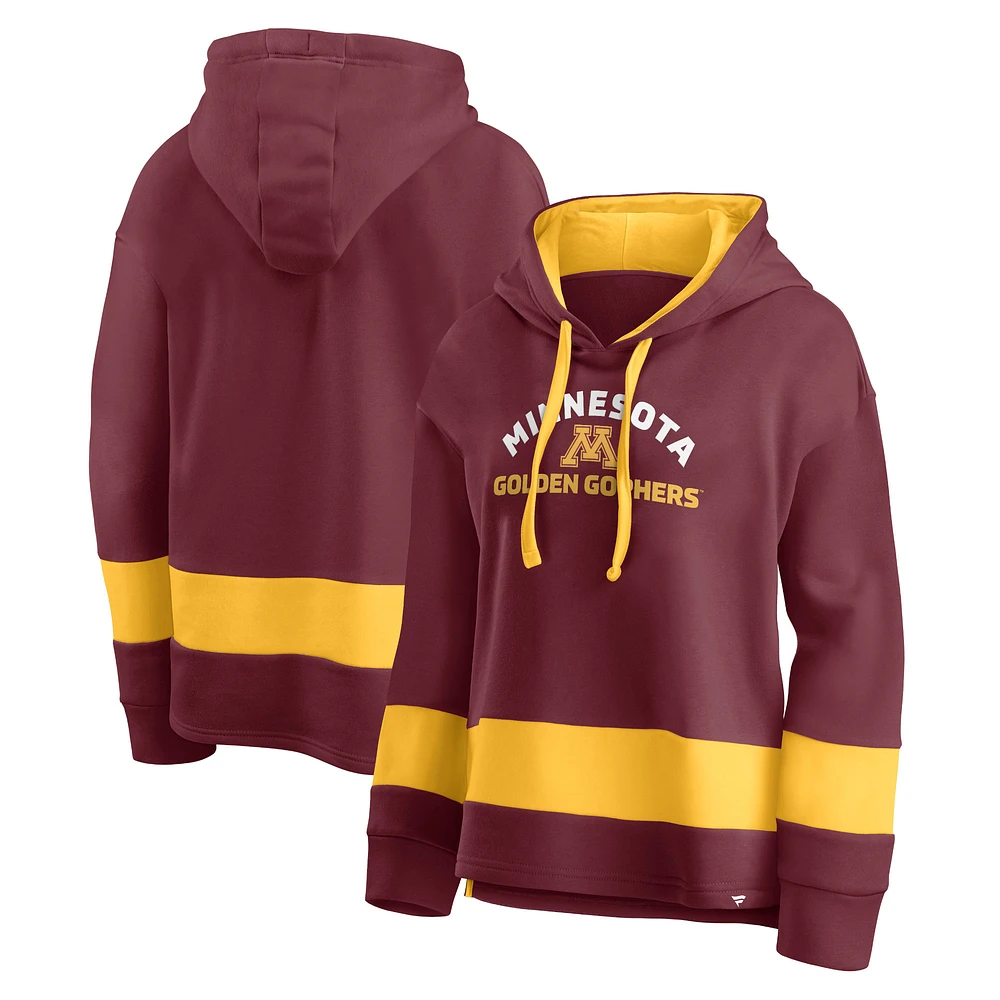 Women's Fanatics Maroon Minnesota Golden Gophers Block Party Arched Pullover Hoodie