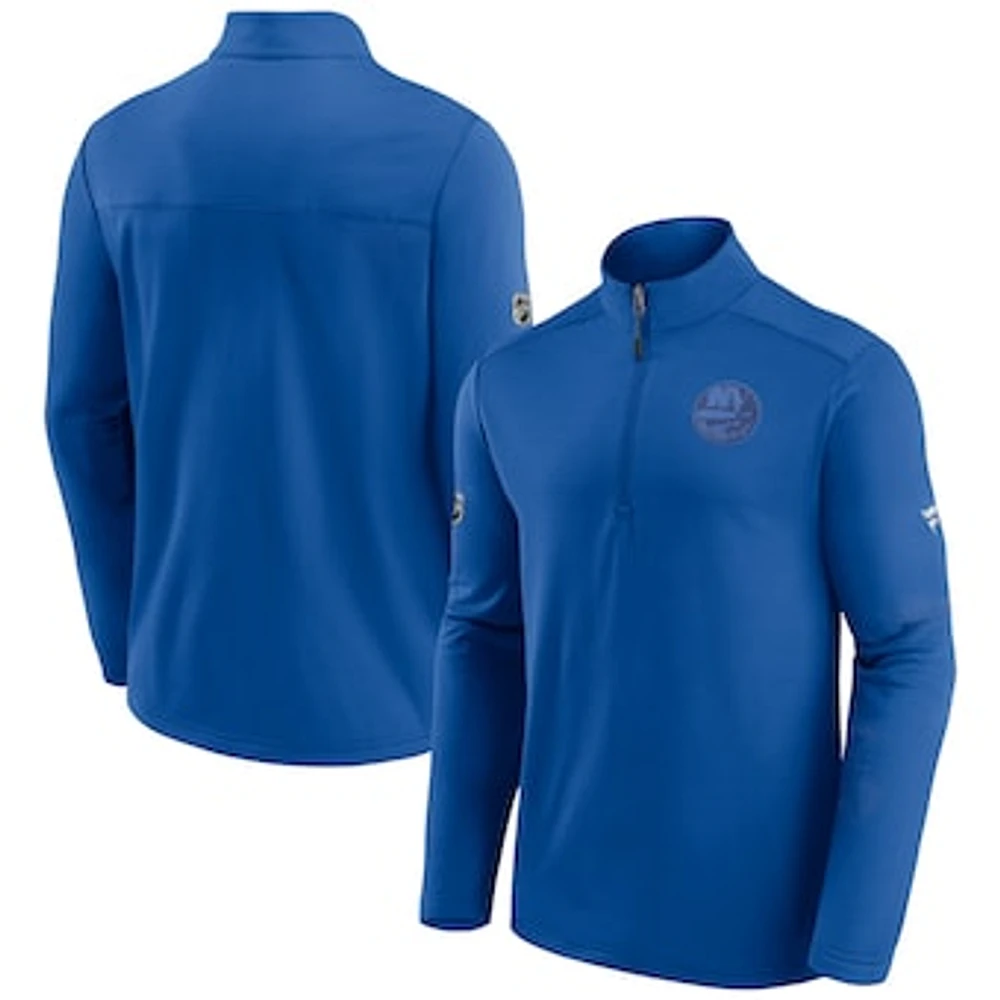 Men's Royal New York Islanders Authentic Pro Travel and Training Quarter-Zip Jacket