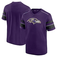 Men's Fanatics Purple Baltimore Ravens Textured Hashmark V-Neck T-Shirt