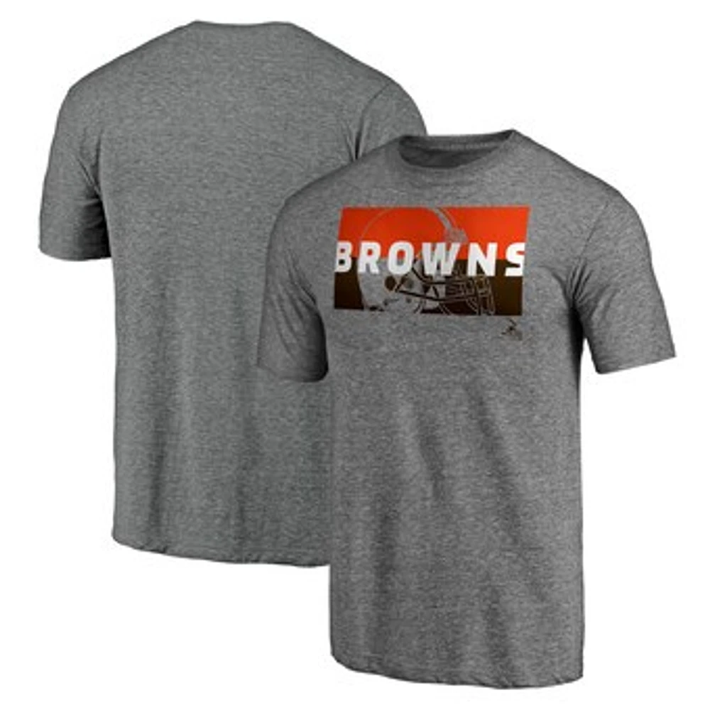 Men's Fanatics Heathered Gray Cleveland Browns Block Party Square Off Tri-Blend T-Shirt