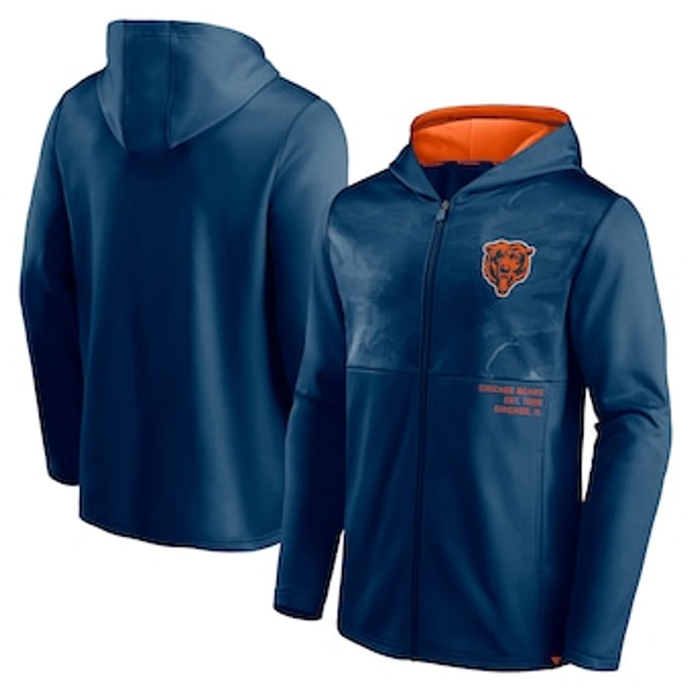 Men's Fanatics Navy Chicago Bears Defender Full-Zip Hoodie Jacket