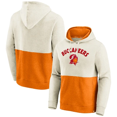 Men's Fanatics Oatmeal/Orange Tampa Bay Buccaneers Throwback Arch Colorblock Pullover Hoodie