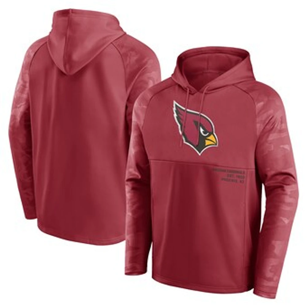 Men's Fanatics Cardinal Arizona Cardinals Shade Defender Raglan Pullover Hoodie