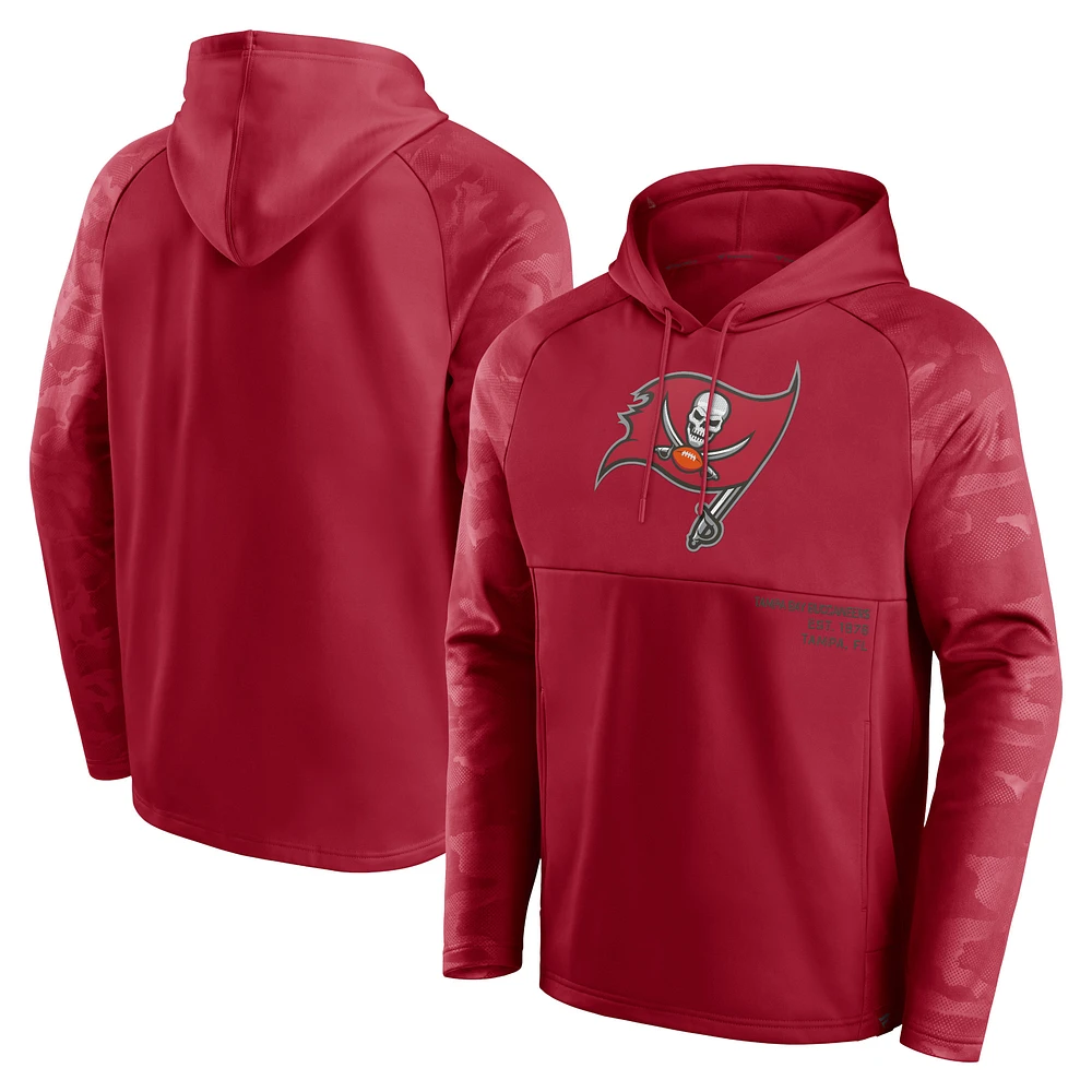 Men's Fanatics Red Tampa Bay Buccaneers Shade Defender Raglan Pullover Hoodie