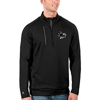 Men's Antigua Black/Charcoal San Jose Sharks Generation Quarter-Zip Pullover Jacket