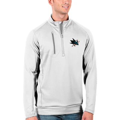 Men's Antigua White/Silver San Jose Sharks Generation Quarter-Zip Pullover Jacket