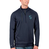 Men's Antigua Navy/Charcoal Seattle Kraken Generation Quarter-Zip Pullover Jacket