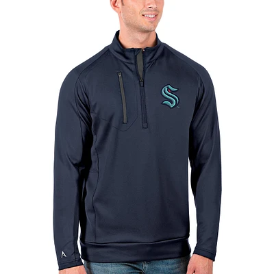 Men's Antigua Navy/Charcoal Seattle Kraken Generation Quarter-Zip Pullover Jacket