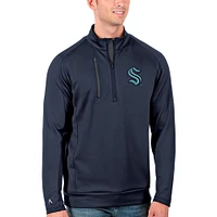 Men's Antigua Navy/Charcoal Seattle Kraken Generation Quarter-Zip Pullover Jacket