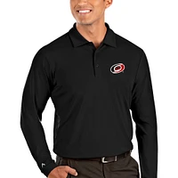 Men's Antigua Black Carolina Hurricanes Tribute Long Sleeve Polo