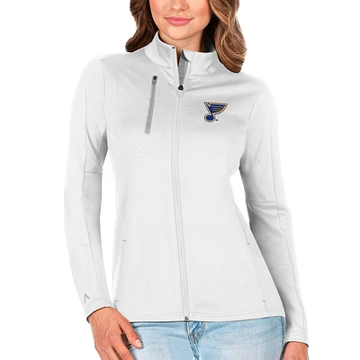Women's Antigua White/Silver St. Louis Blues Generation Full-Zip Pullover Jacket