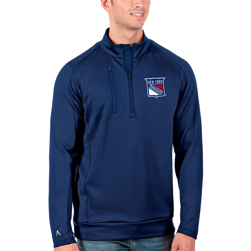Men's Antigua Royal New York Rangers Generation Big & Tall Quarter-Zip Pullover Jacket