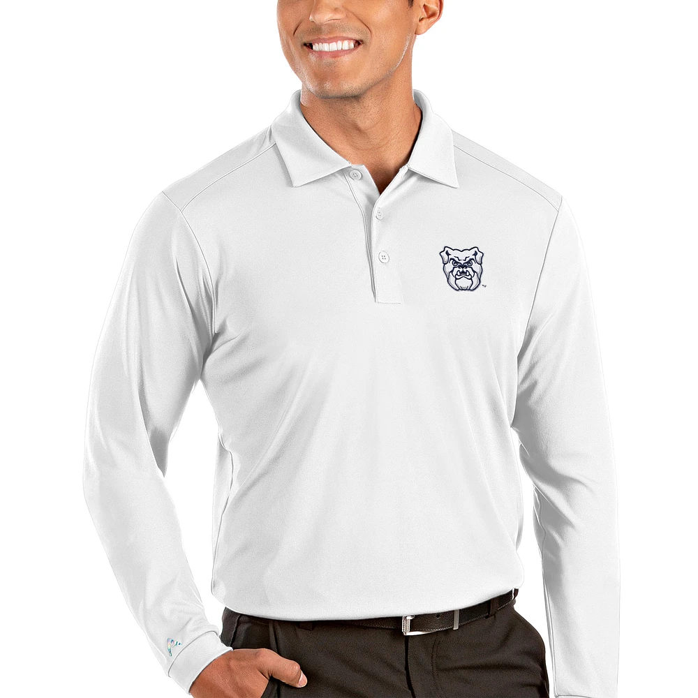 Men's Antigua White Butler Bulldogs Tribute Long Sleeve Polo